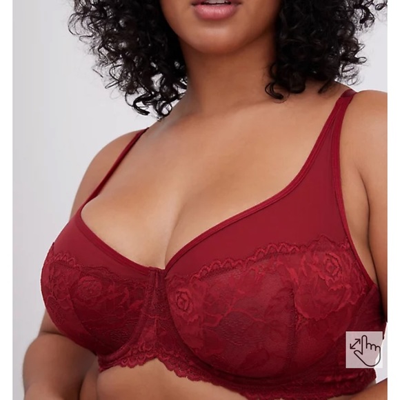 Torrid Red Mesh & Lace Unlined Balconette Bra NWT - Picture 4 of 8